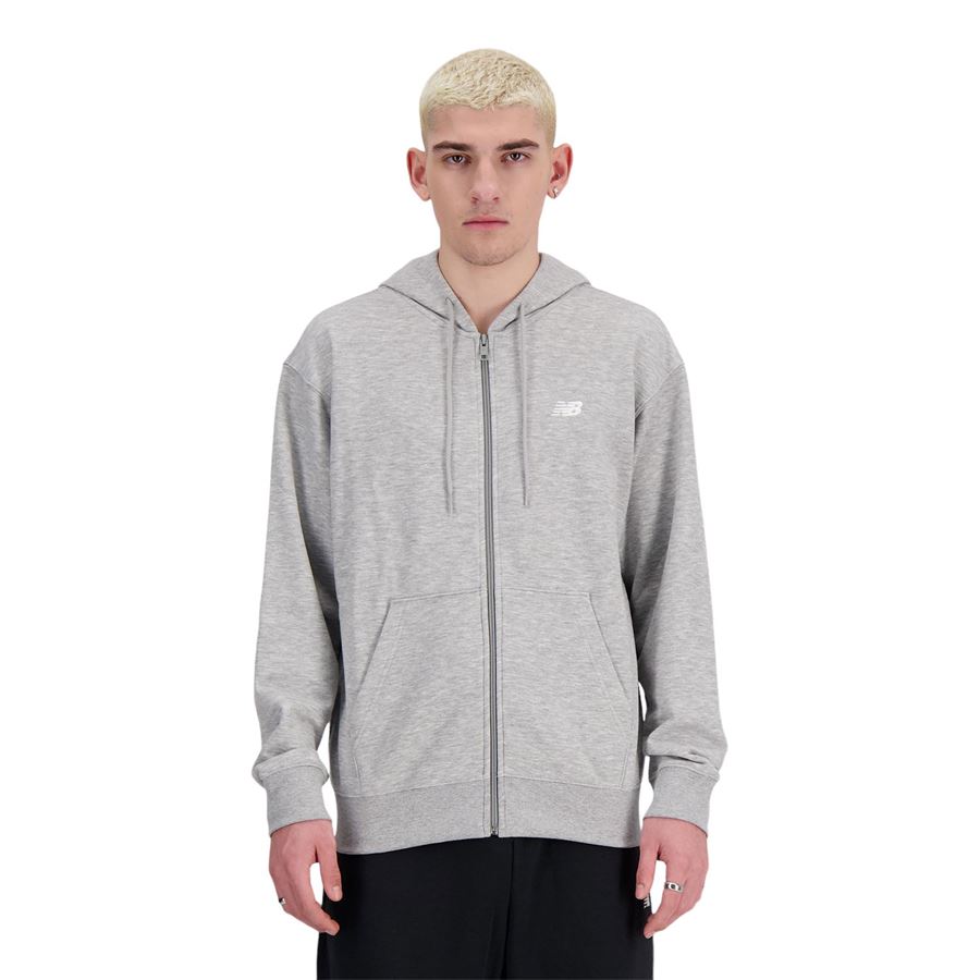 Stacked logo french terry full zip hoodie felpa con zip da uomo New Balance | MJ41501AG